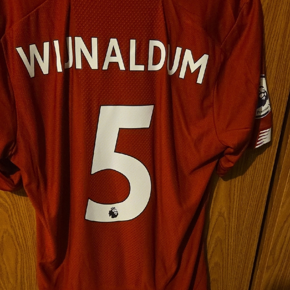 New Balance Liverpool Wijnaldum Red Soccer Jersey with White & Gold Accents, #5 - Picture 2 of 3